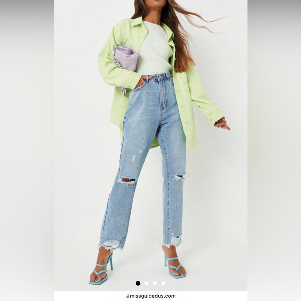 High waisted straight thigh slash jean, size 6